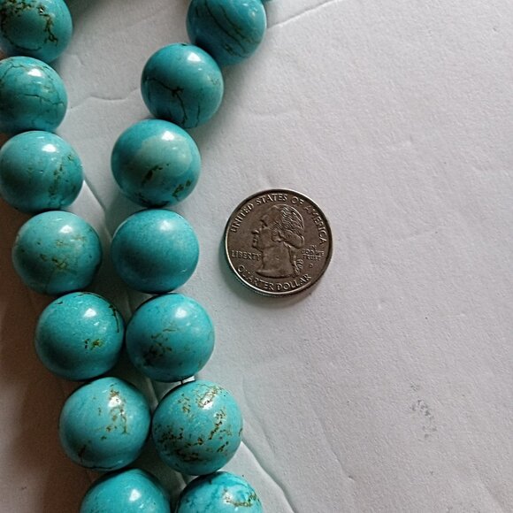 Vintage Native American 12mm Turquoise and Sterling Necklace - Picture 10 of 12